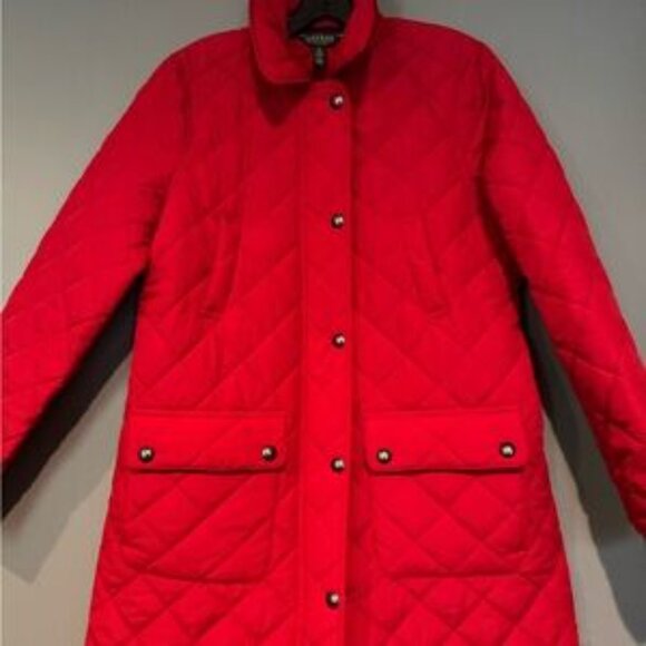 Lauren Ralph Lauren Red Puffer Jacket with Classic Style - Picture 3 of 8